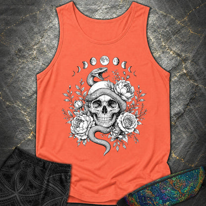 Skull Snake Moon Phases - Skull Snake Moon Phases Comfort Tank Top - Bright Salmon
