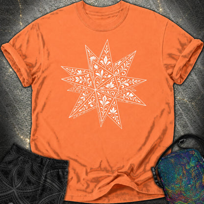 White Floral Stellated Dodecahedron Comfort T-Shirt - White Floral Stellated Dodecahedron Comfort T-Shirt - Burnt Orange