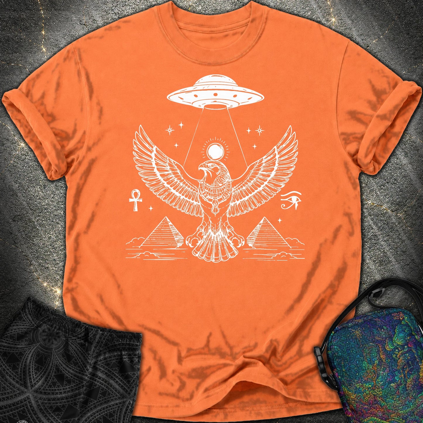 Solar Falcon Beneath the Starship - Solar Falcon Beneath the Starship Comfort T-Shirt - Burnt Orange