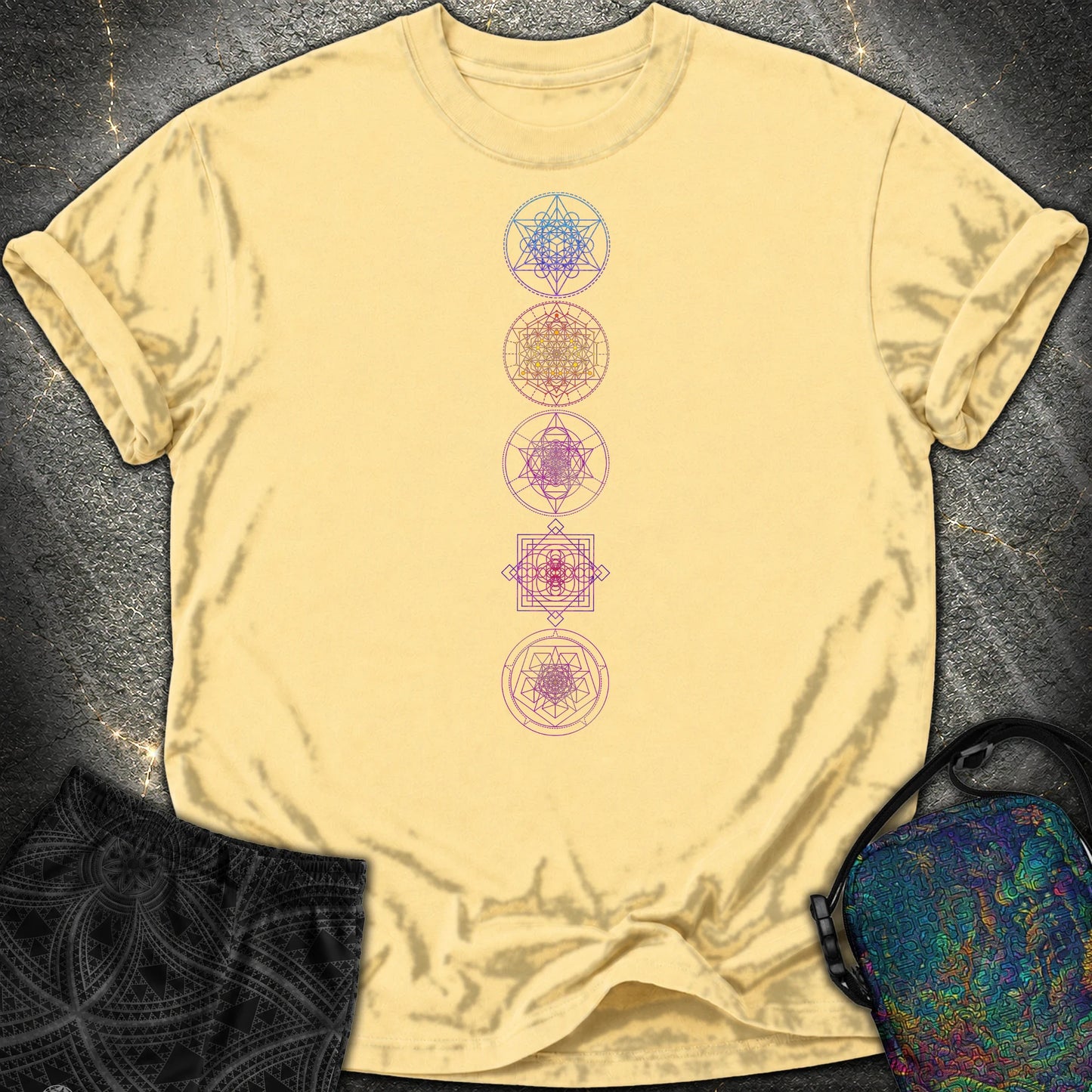 Sacred Geometry Comfort T-Shirt - Sacred Geometry Comfort T-Shirt - Butter