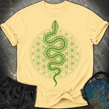 Flower of Life Serpent Comfort T-Shirt - Flower of Life Serpent Comfort T-Shirt - Butter