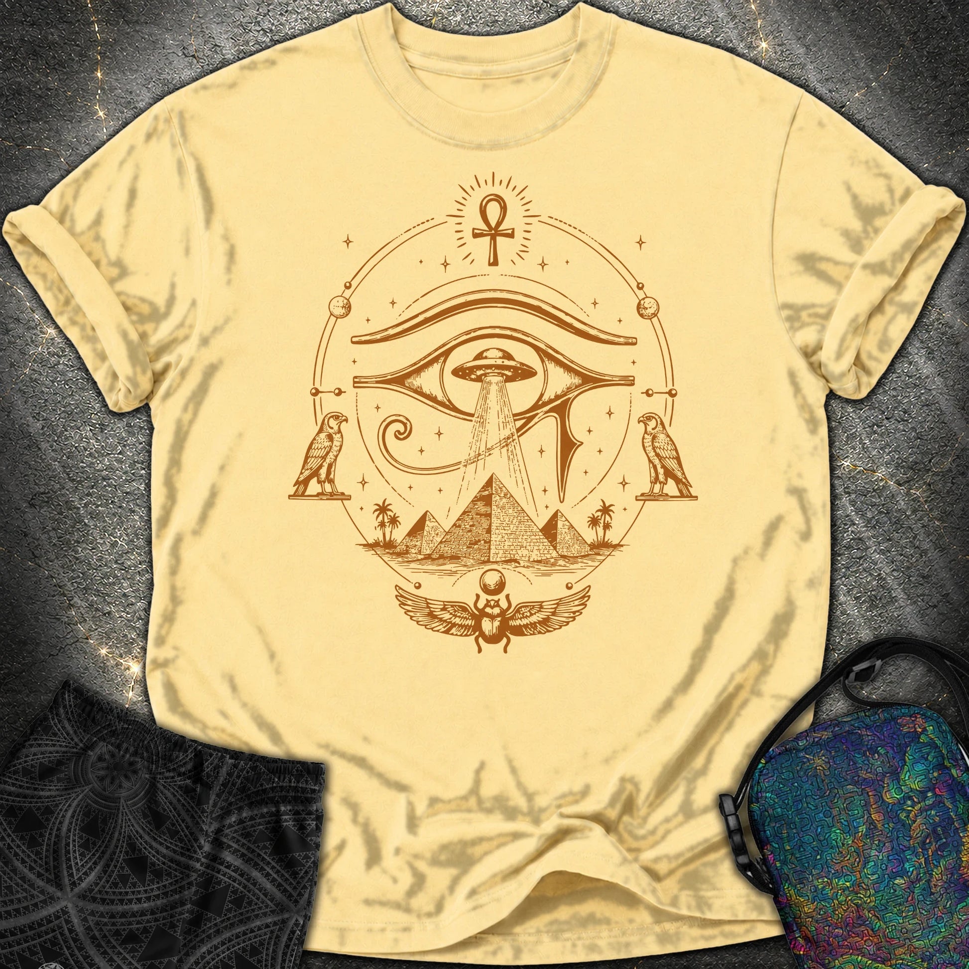 Ancient Eye Over Alien Pyramids - Ancient Eye Over Alien Pyramids Comfort T-Shirt - Butter