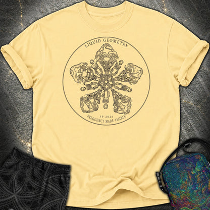 Sacred Geometry Sound Wave Art Cymatic Comfort T-Shirt - Sacred Geometry Sound Wave Art Cymatic Comfort T-Shirt - Butter