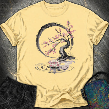 Cherry Blossom Lotus Zen Comfort T-shirt - Cherry Blossom Lotus Zen Comfort T-shirt - Butter