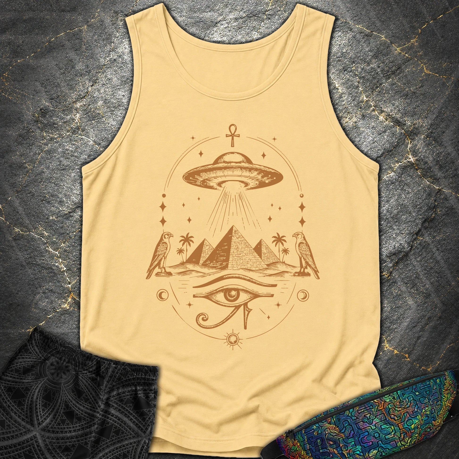 Starship Above the Sacred Pyramids - Starship Above the Sacred Pyramids Comfort Tank Top - Butter