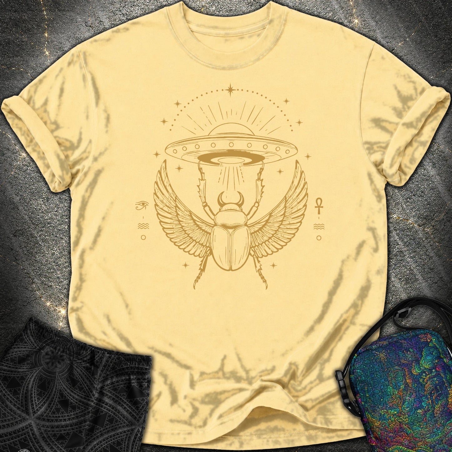 Celestial Scarab Beneath the Starship - Celestial Scarab Beneath the Starship Comfort T-Shirt - Butter