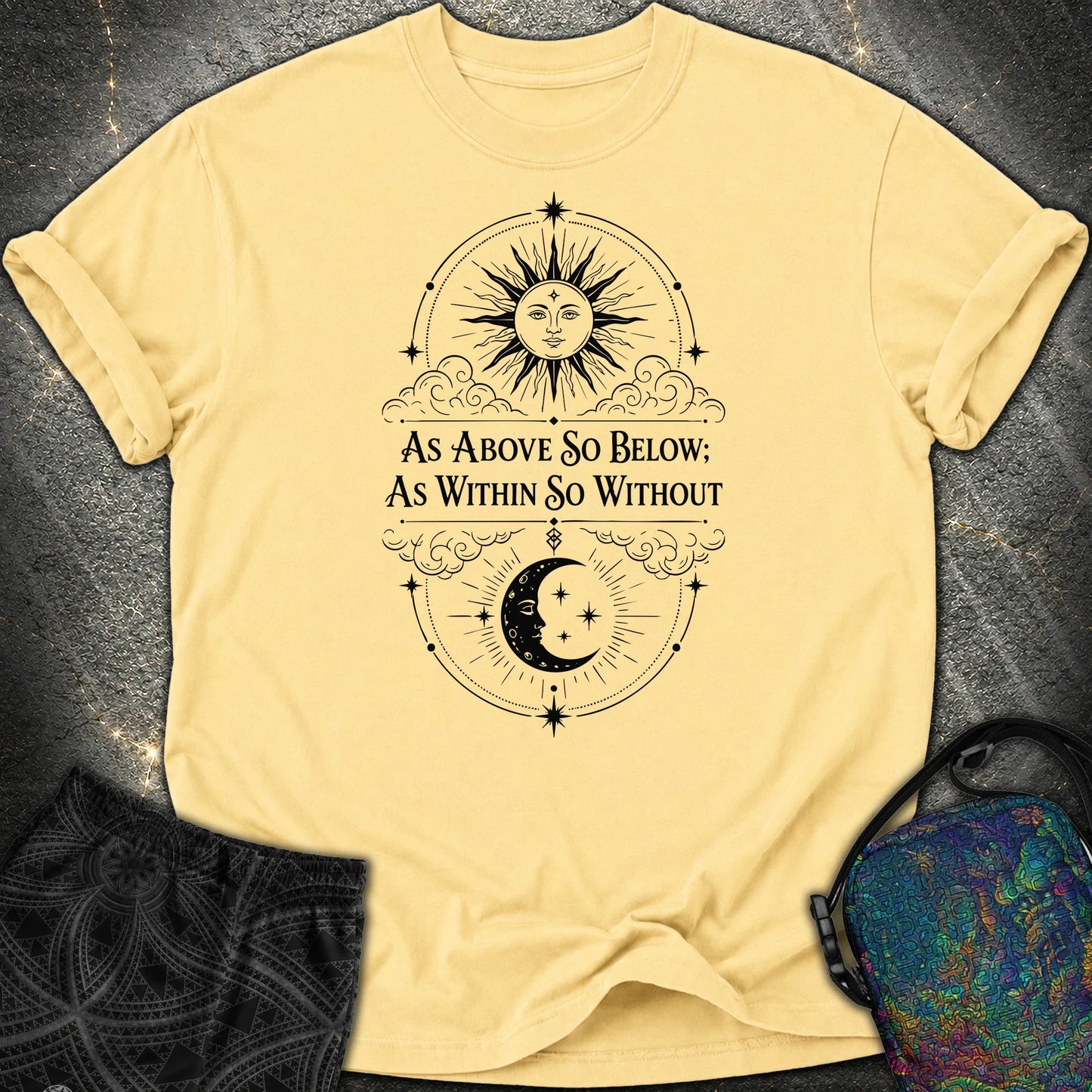 As Above So Below Sun Moon - As Above So Below Sun Moon Comfort T-Shirt - Butter