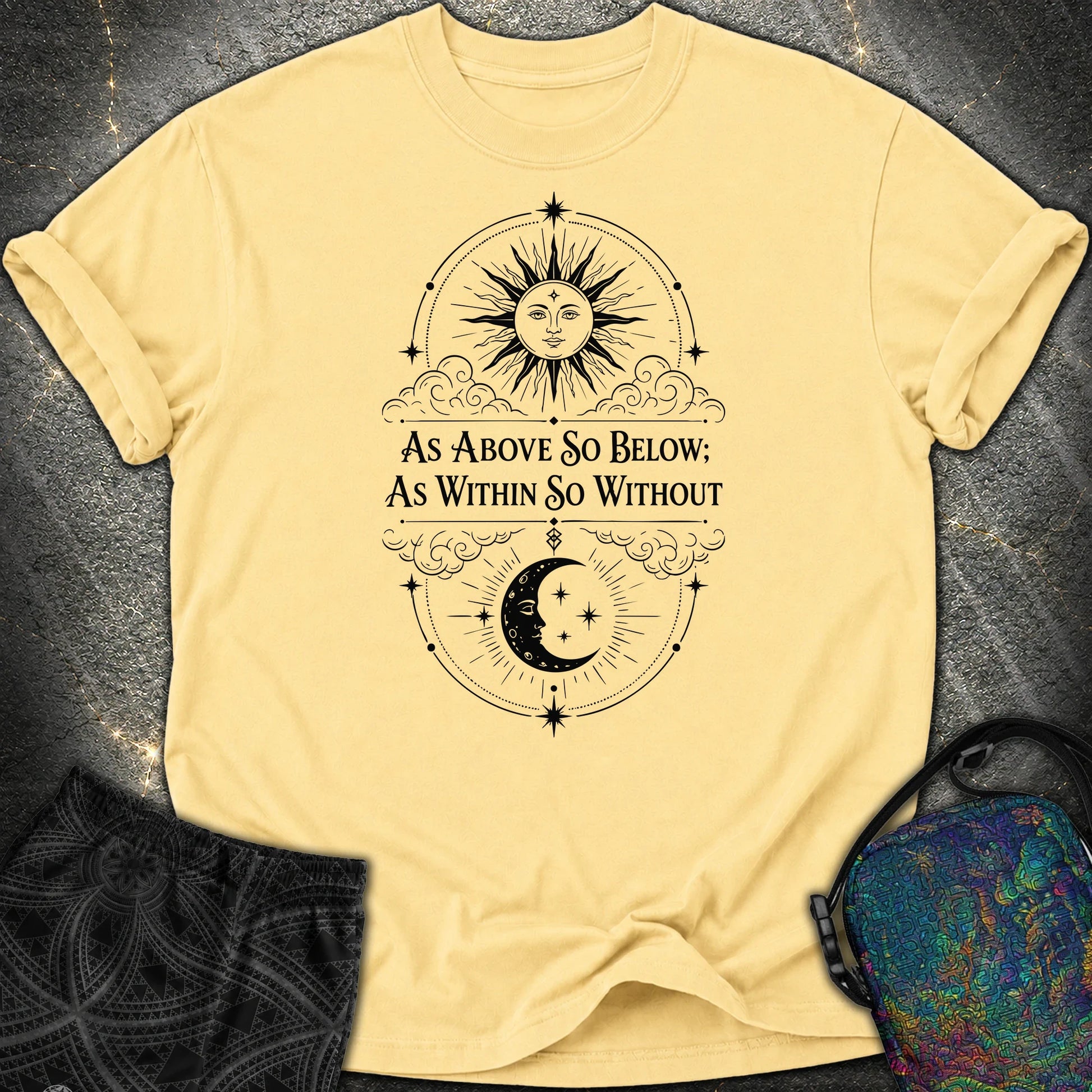 As Above So Below Sun Moon - As Above So Below Sun Moon Comfort T-Shirt - Butter