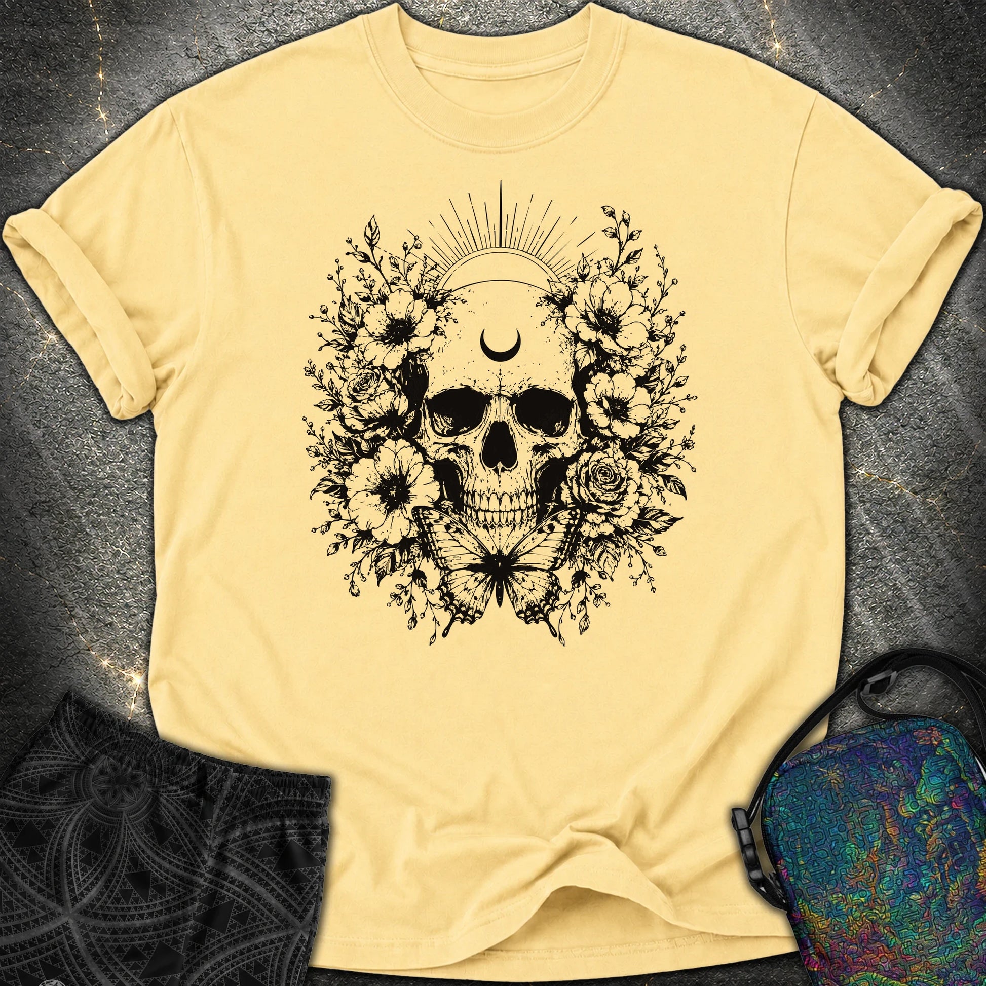 Moon Phases Moth - Moon Phases Moth Comfort T-Shirt - Butter