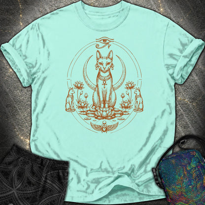 Sacred Cat Among Lotus Blooms - Sacred Cat Among Lotus Blooms Comfort T-Shirt - Chalky Mint