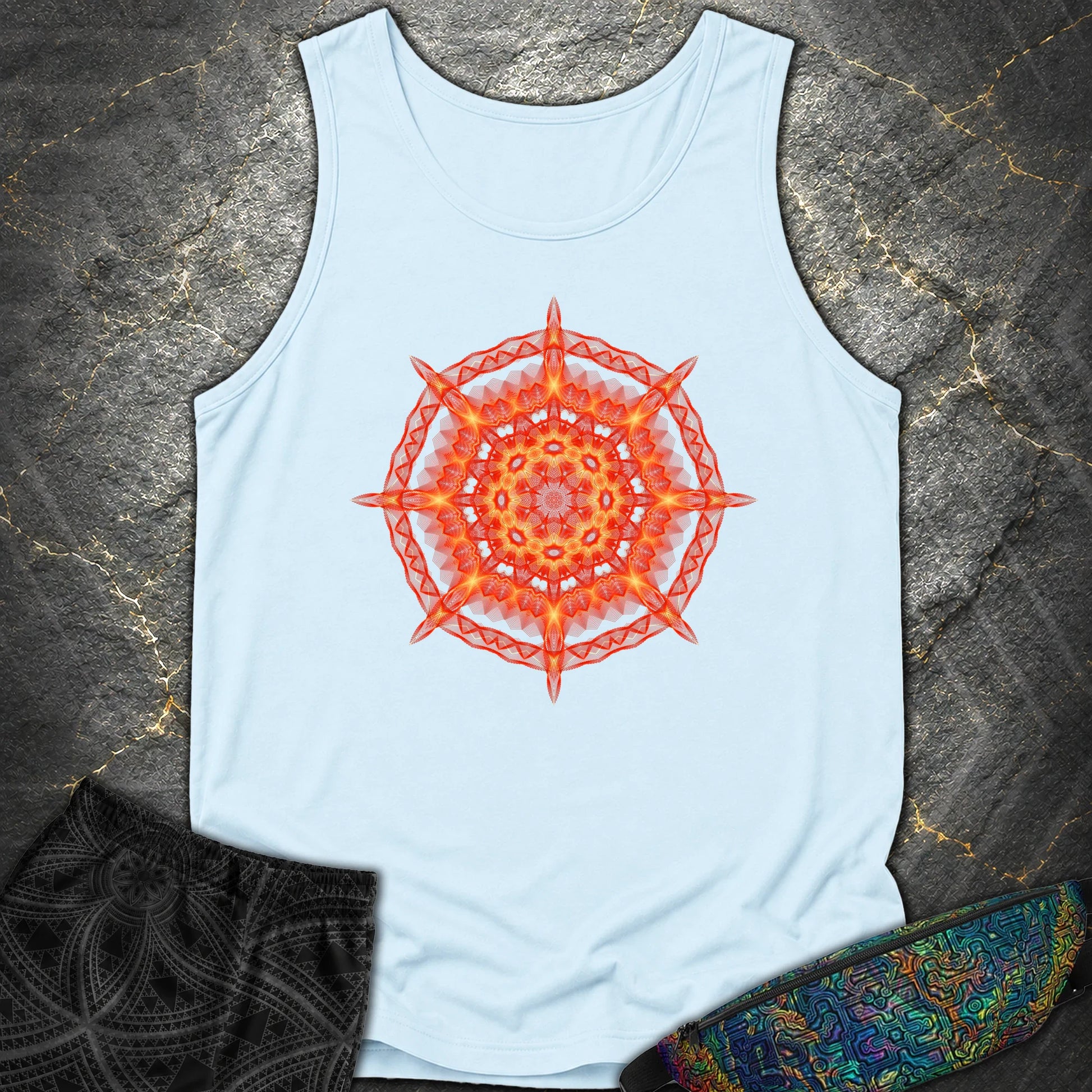 Radiant Geometry Portal Mandala - Radiant Geometry Portal Mandala Comfort Tank Top - Chambray