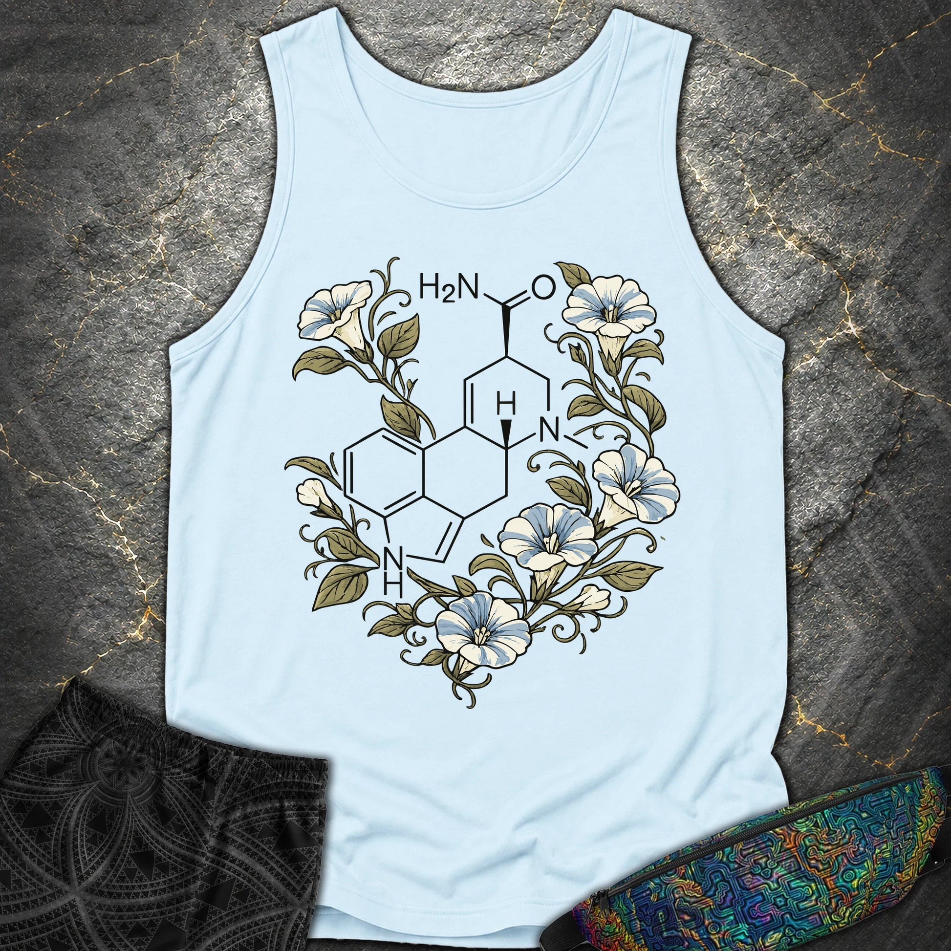 Morning Glory Molecule Color - Morning Glory Molecule Color Comfort Tank Top - Chambray