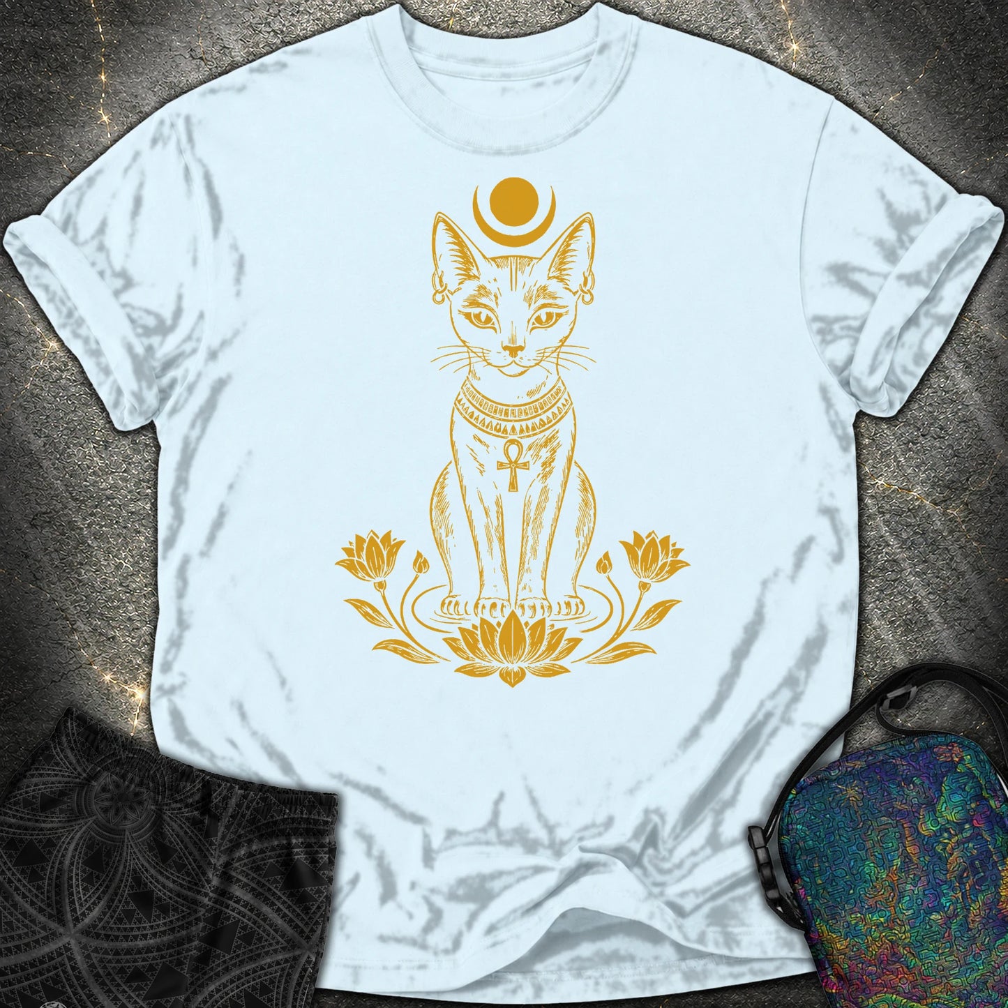 Sacred Cat of the Moon - Sacred Cat of the Moon Comfort T-Shirt - Chambray