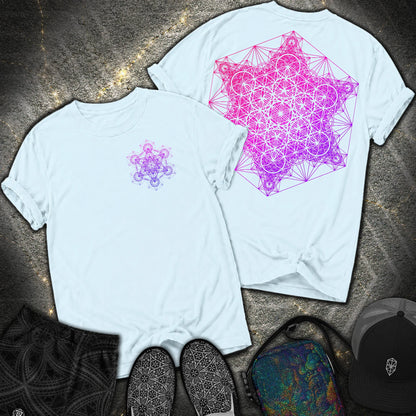 Metatron's Tesseract 2 Sided Comfort T-shirt - Metatron's Tesseract 2 Sided Comfort T-shirt - Chambray