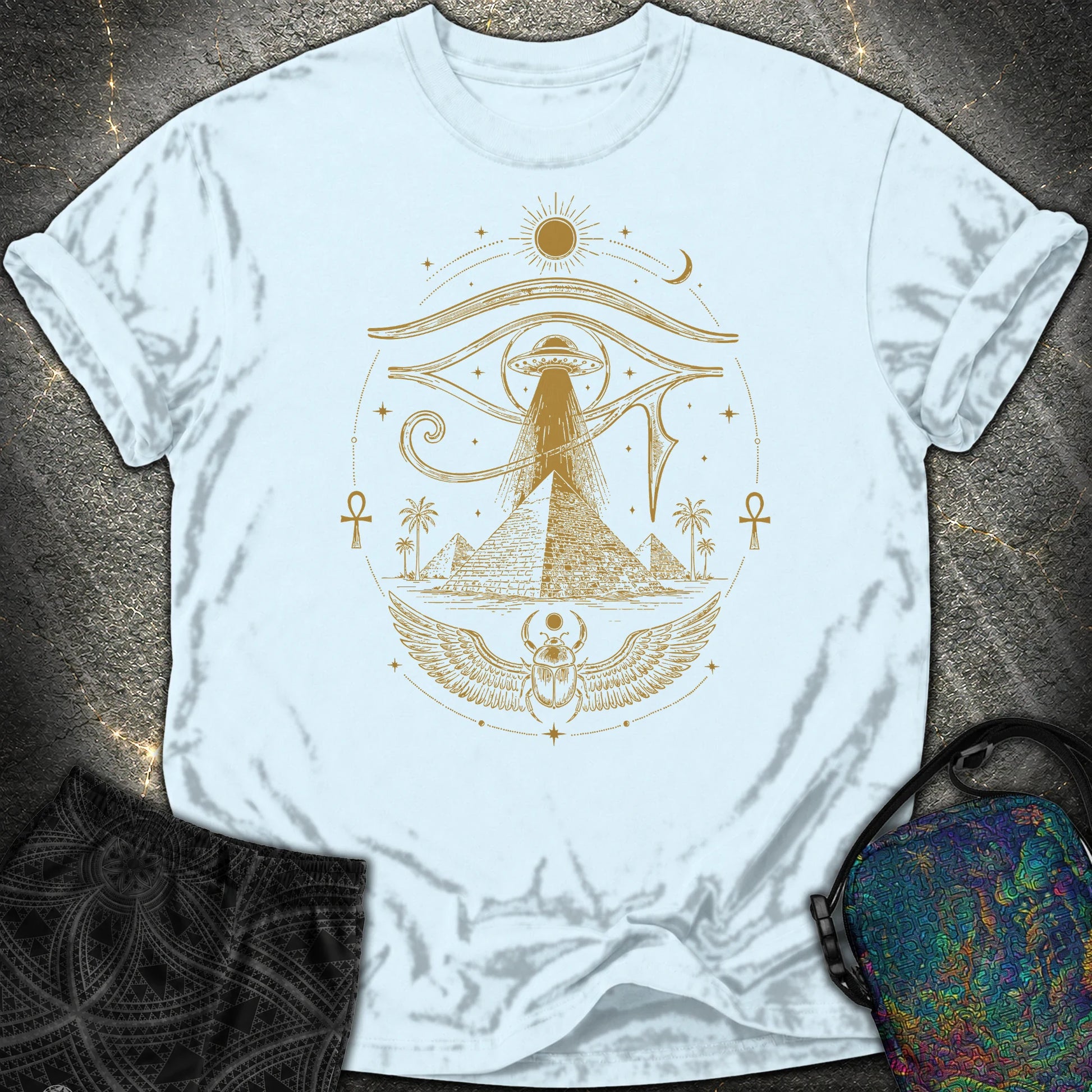 Ancient Eye Over the Pyramids - Ancient Eye Over the Pyramids Comfort T-Shirt - Chambray