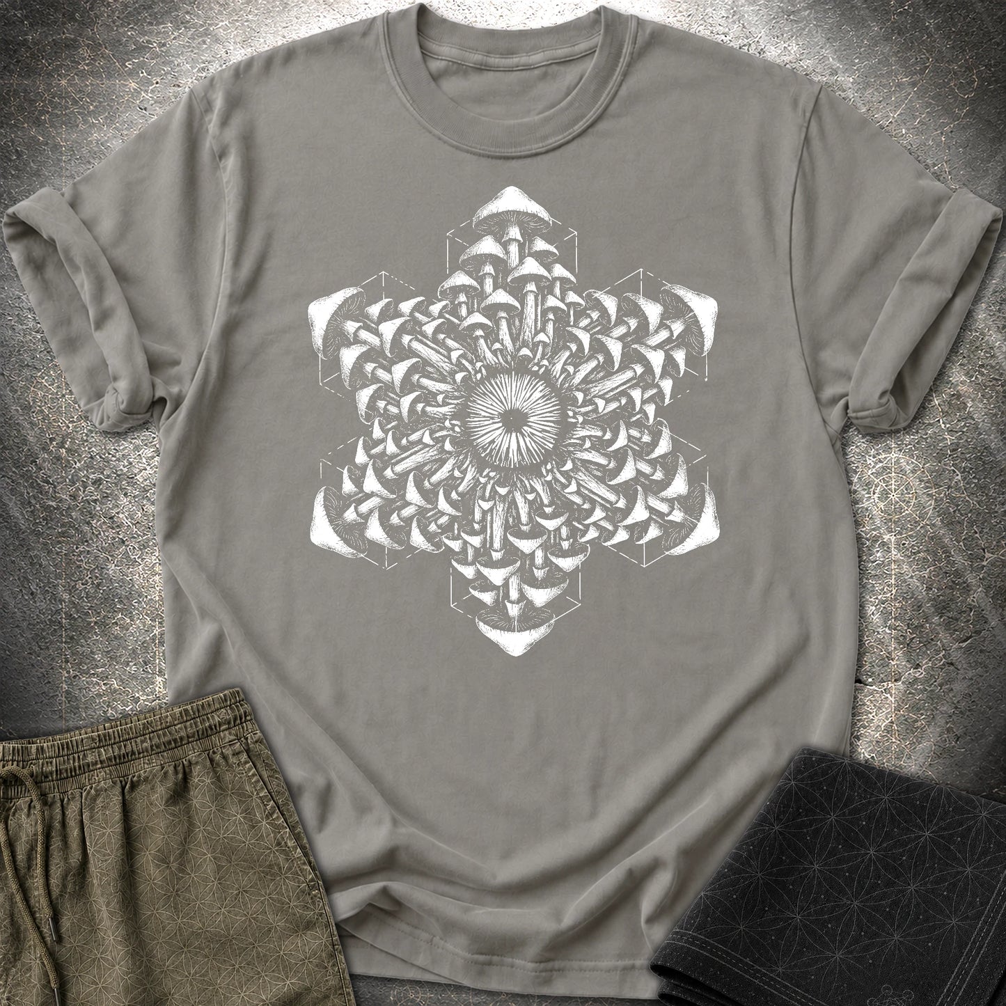 Mushroom Essence T-Shirt, Psychedelic Mushroom Shirt, Sacred Geometry Fungi Graphic Unisex T-Shirt - Mushroom Essence T-Shirt, Psychedelic Mushroom Shirt, Sacred Geometry Fungi Graphic Unisex T-Shirt - Charcoal