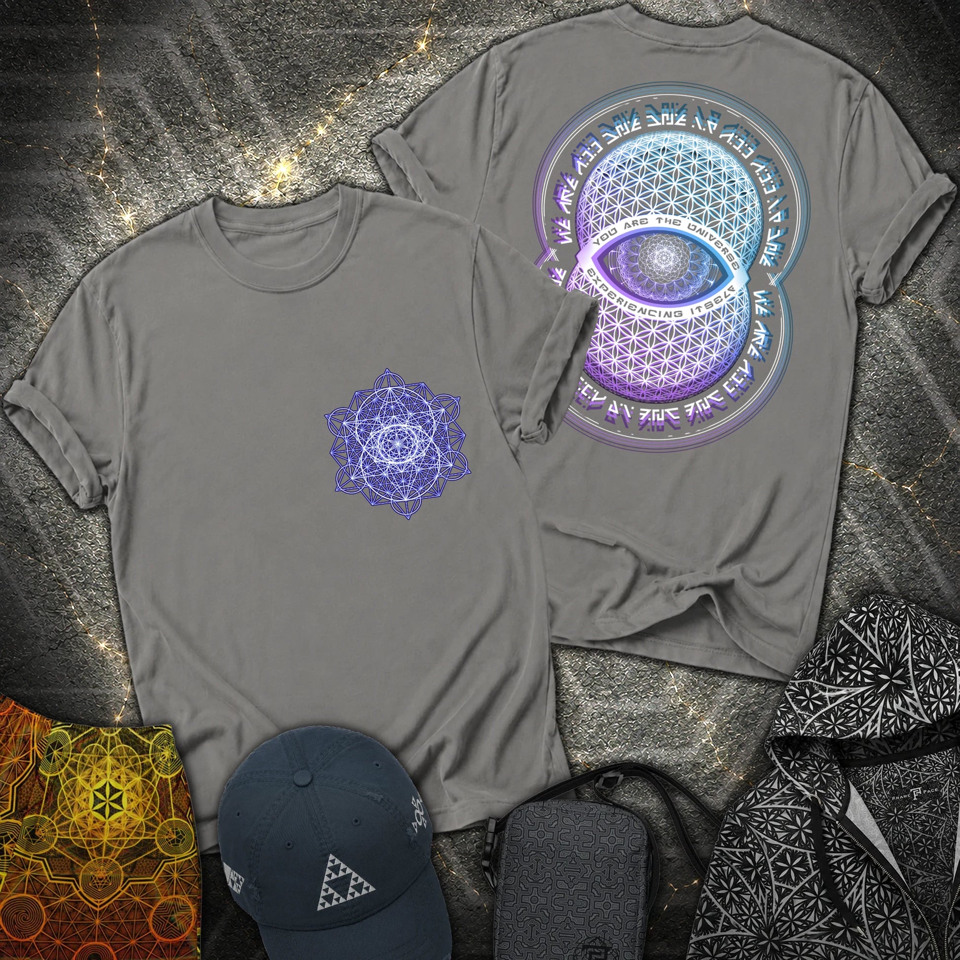 Alan Watts Universe 2 Sided T-Shirt - Alan Watts Universe 2 Sided T-Shirt - Charcoal