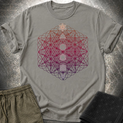 64 Tetrahedron Platonic Solids Metatron T-Shirt - 64 Tetrahedron Platonic Solids Metatron T-Shirt - Charcoal