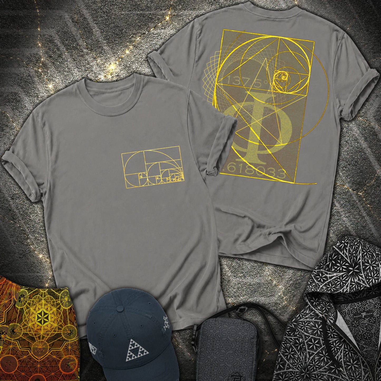 Golden Ratio Spirals 2 Sided T-Shirt - Golden Ratio Spirals 2 Sided T-Shirt - Charcoal