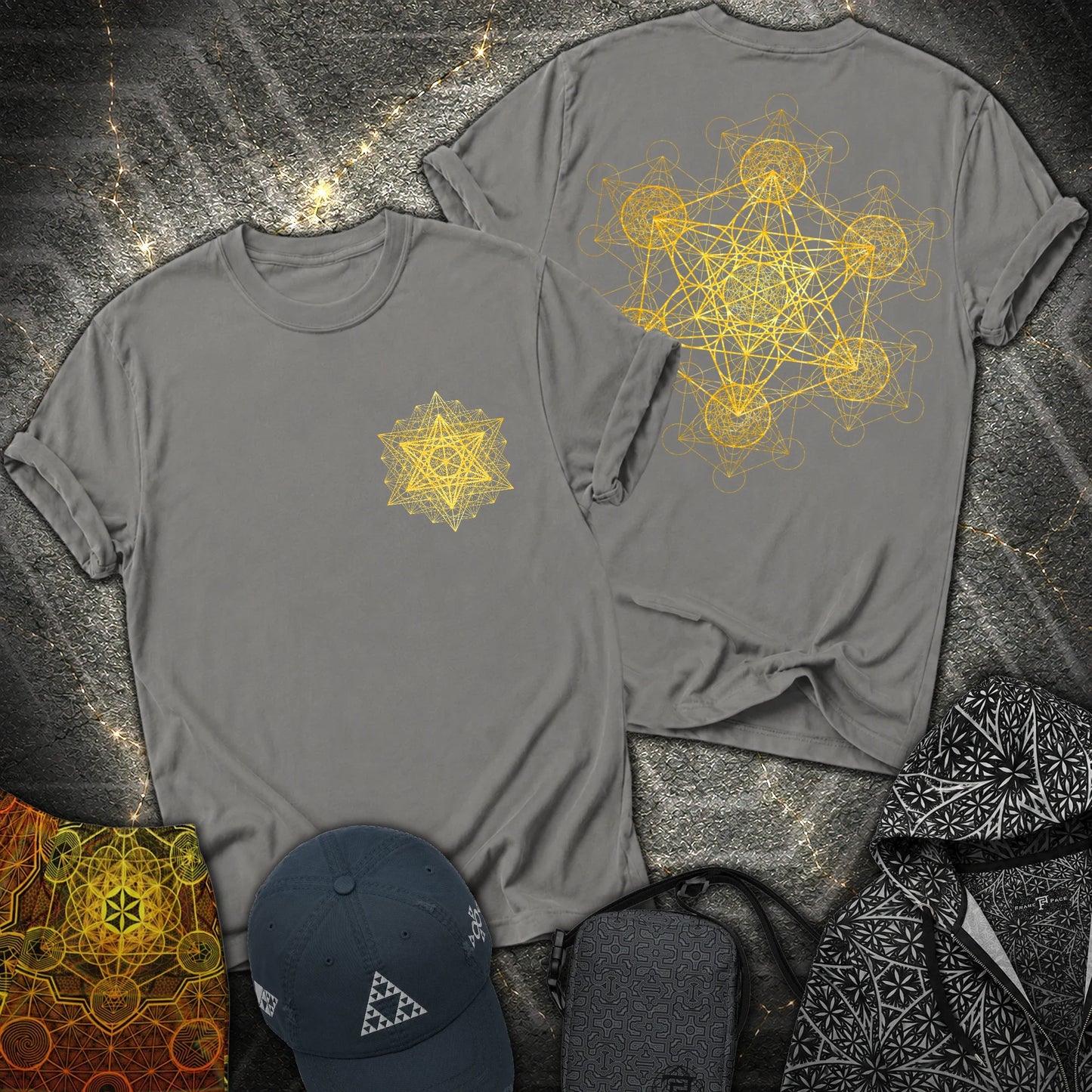 Metatron Fractal 2 Sided T-Shirt - Metatron Fractal 2 Sided T-Shirt - Charcoal