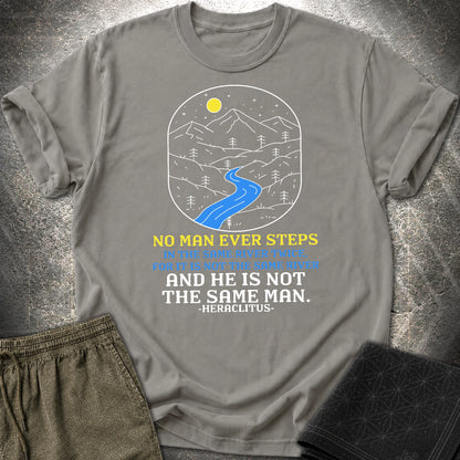 Heraclitus River Quote T-Shirt - Heraclitus River Quote T-Shirt - Charcoal