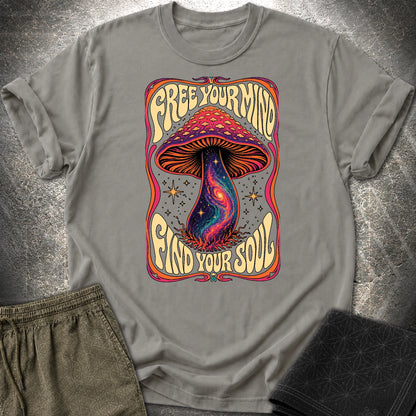 Free Your Mind Mushroom T-Shirt - Free Your Mind Mushroom T-Shirt - Charcoal