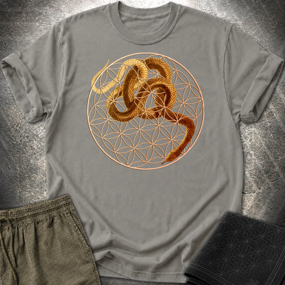 Flower Of Life Snake T-Shirt - Flower Of Life Snake T-Shirt - Charcoal