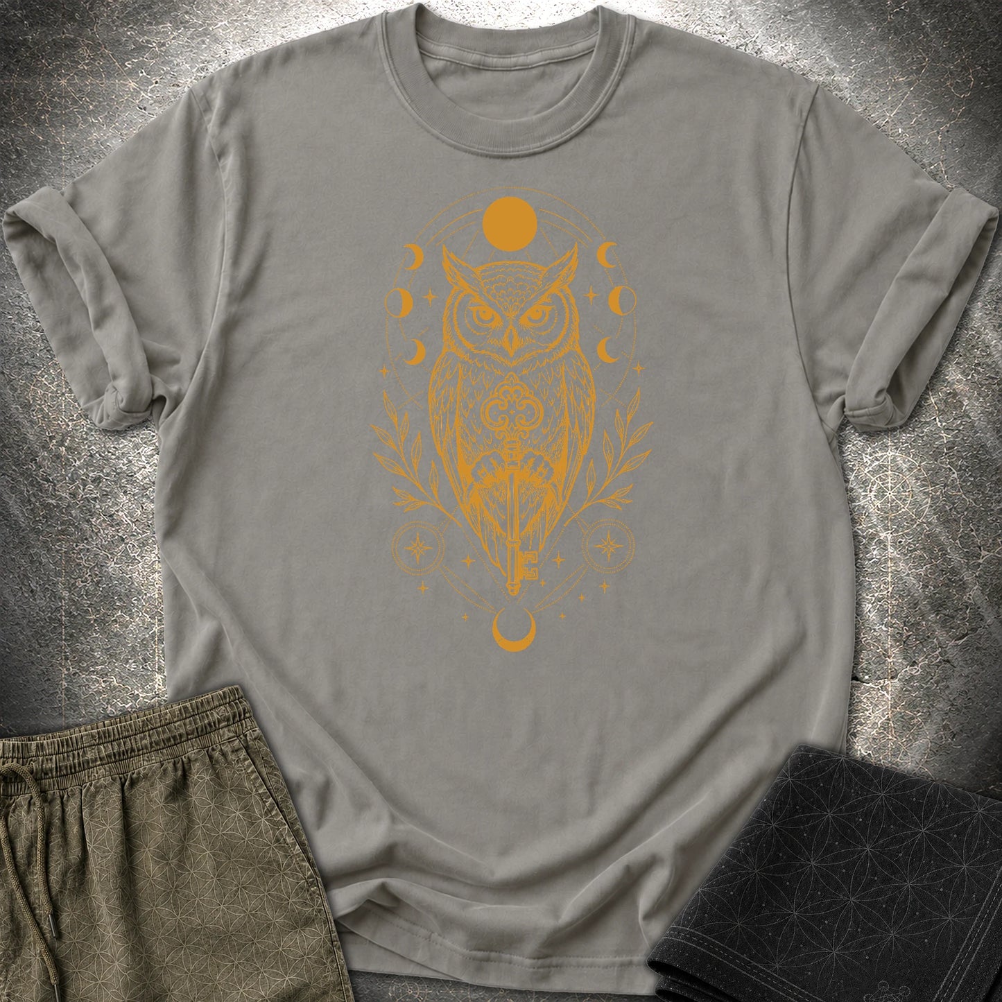 Owl Wisdom Key - Owl Wisdom Key T-Shirt - Charcoal