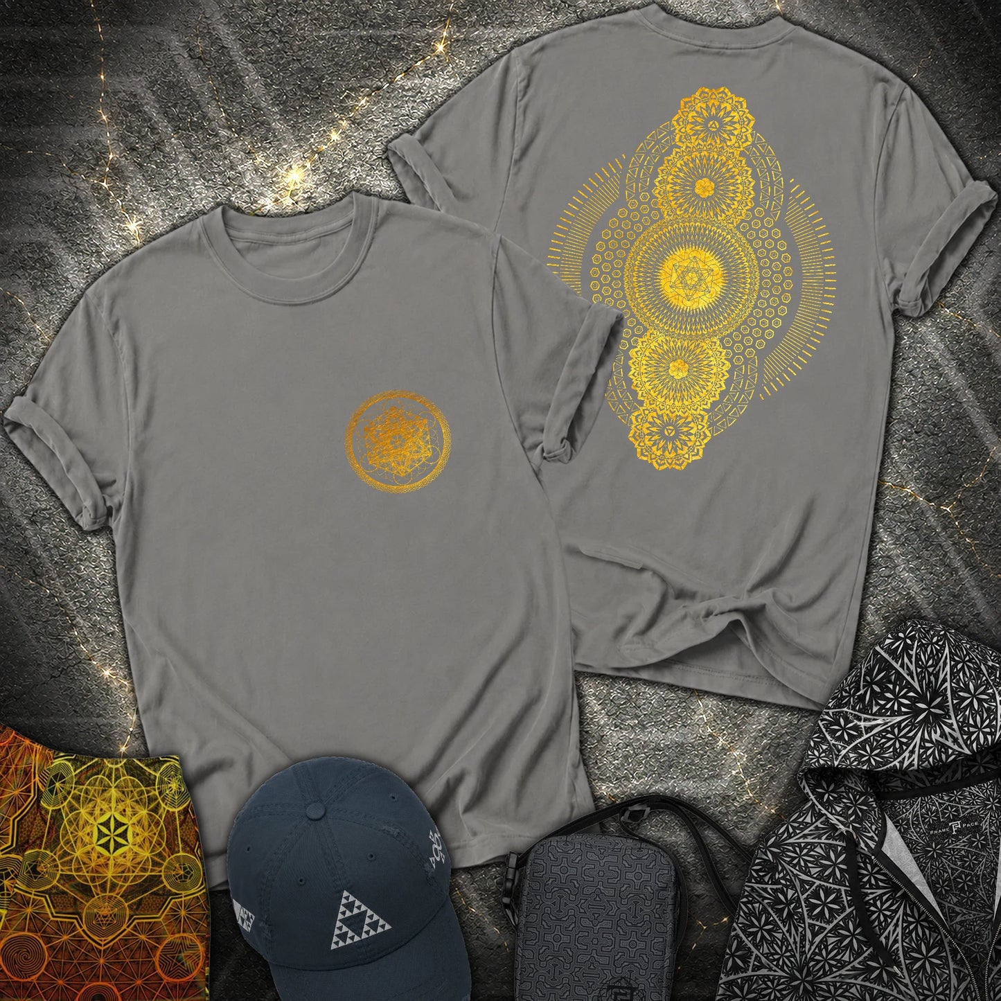 Metatron Geometric Universe 2 Sided T-Shirt - Metatron Geometric Universe 2 Sided T-Shirt - Charcoal