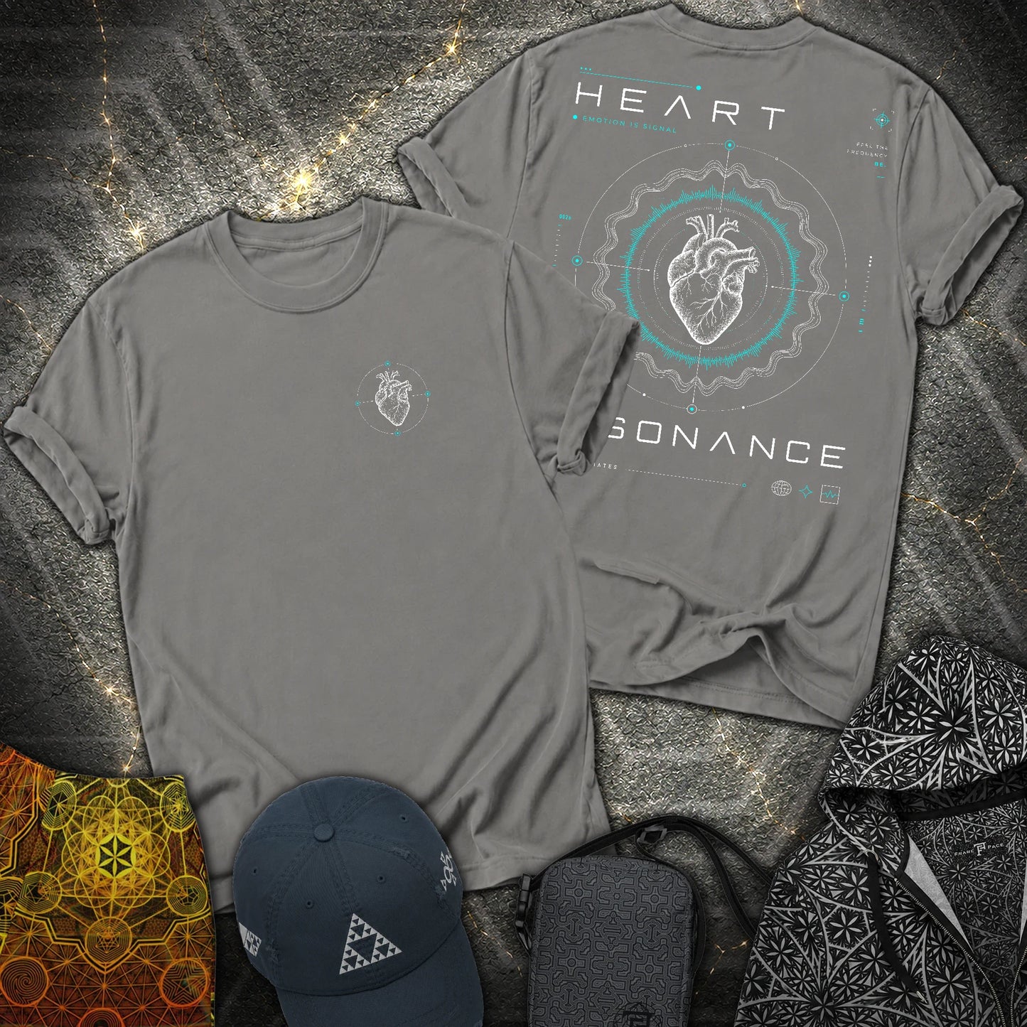 Heart Radiates - Heart Radiates 2 Sided T-Shirt - Charcoal