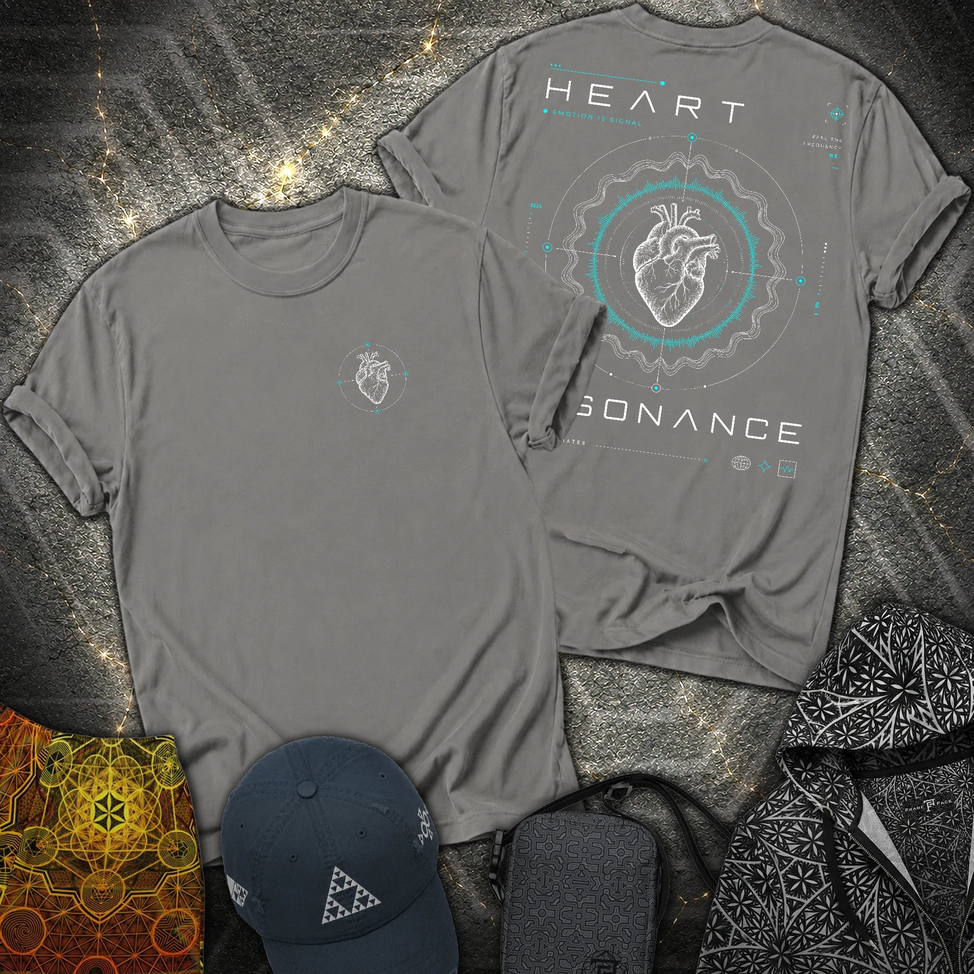 Heart Radiates - Heart Radiates 2 Sided T-Shirt - Charcoal