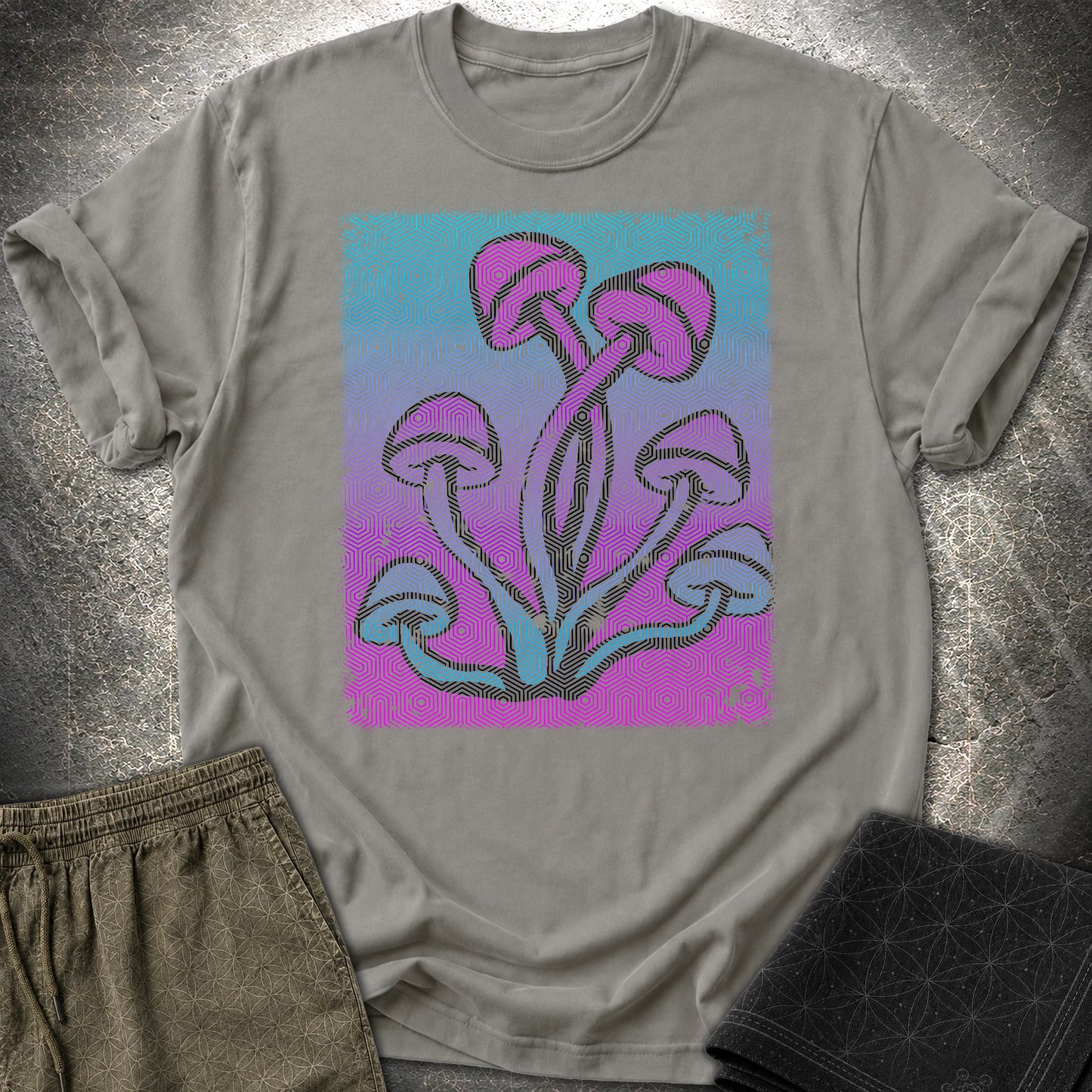 Sacred Mushrooms T-Shirt - Sacred Mushrooms T-Shirt - Charcoal