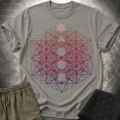64 Tetrahedron Platonic Solids Metatron - 64 Tetrahedron Platonic Solids Metatron T-Shirt - Charcoal