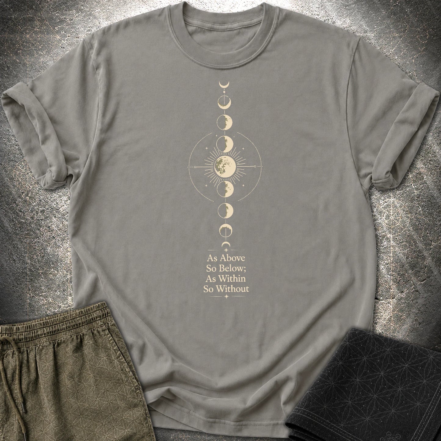 As Above So Below Moon - As Above So Below Moon T-Shirt - Charcoal