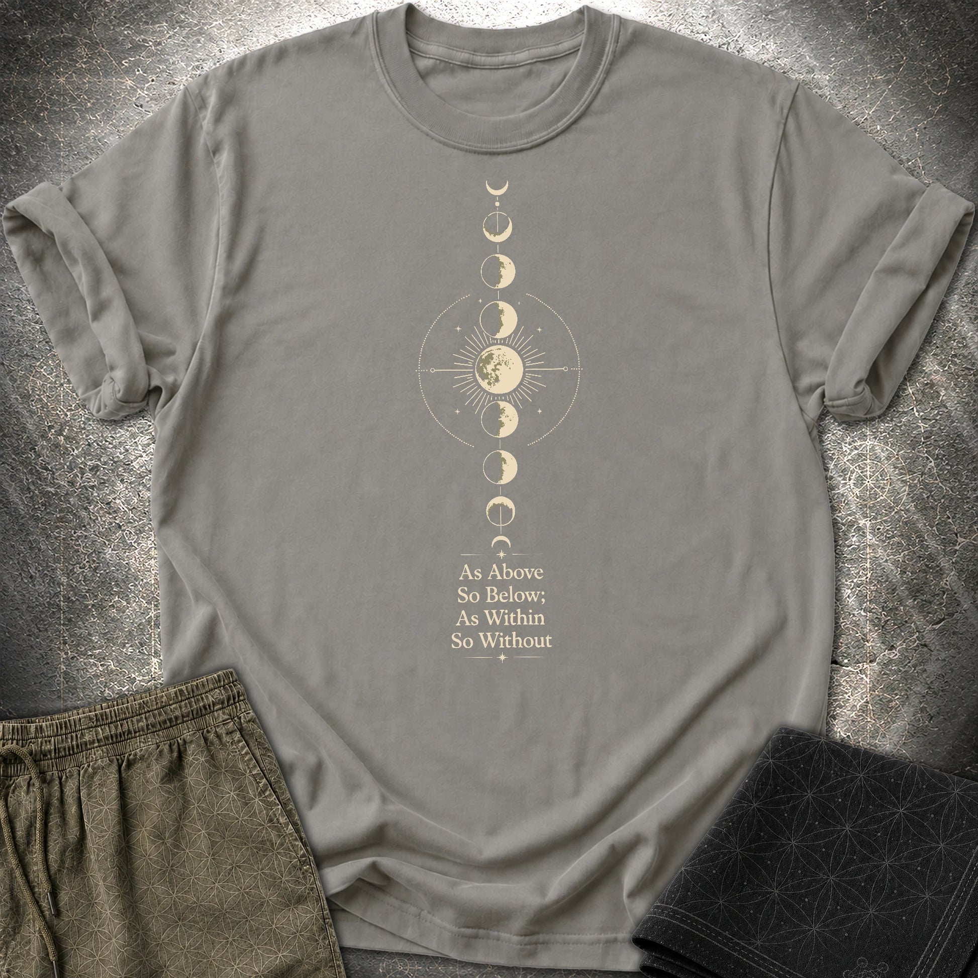 As Above So Below Moon - As Above So Below Moon T-Shirt - Charcoal
