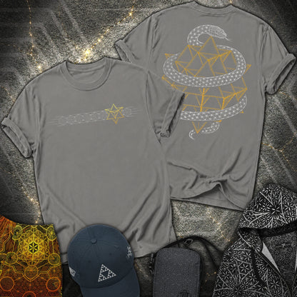 Serpent Tetrahedron Merkaba Geometry - Serpent Tetrahedron Merkaba Geometry 2 Sided T-Shirt - Charcoal