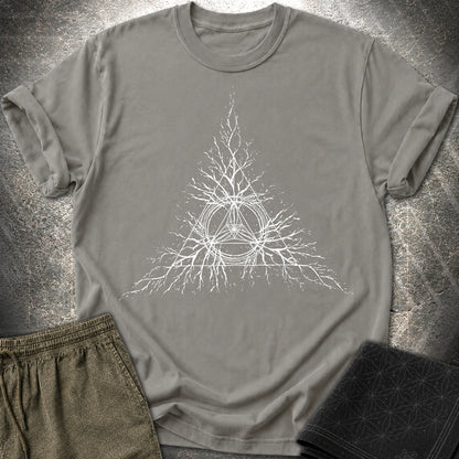 Sacred Geometry Roots T-Shirt, Spiritual Growth Shirt, Triangle Symbol Graphic Tee - Sacred Geometry Roots T-Shirt, Spiritual Growth Shirt, Triangle Symbol Graphic Tee - Charcoal