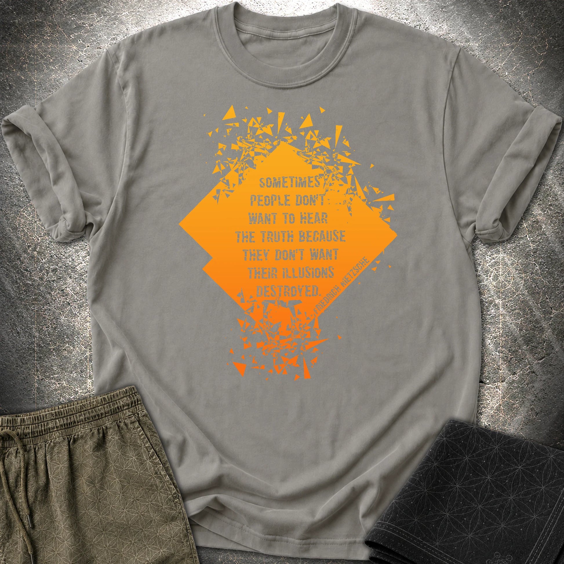 Friedrich Nietzsche Illusions Destroyed T-Shirt - Friedrich Nietzsche Illusions Destroyed T-Shirt - Charcoal