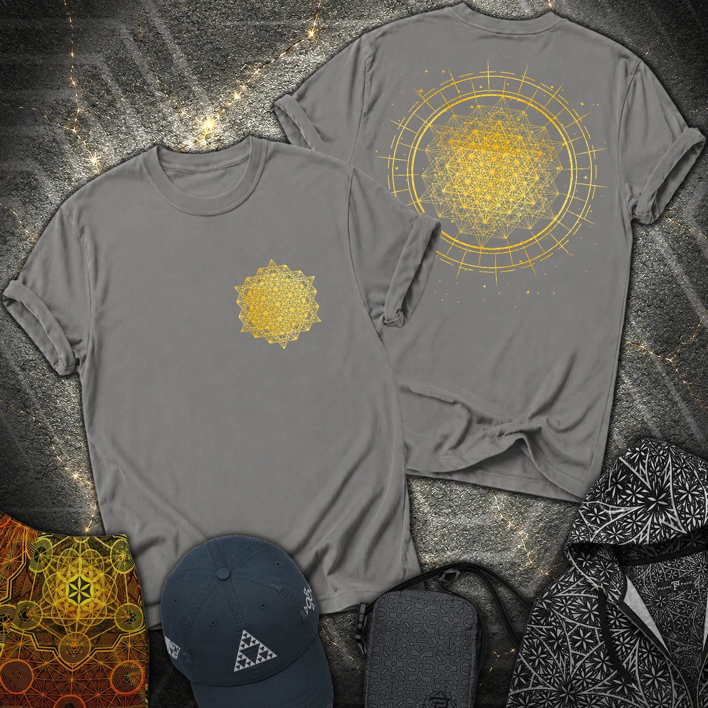 Radiating Metatron Tetrahedron 2 Sided T-Shirt - Radiating Metatron Tetrahedron 2 Sided T-Shirt - Charcoal