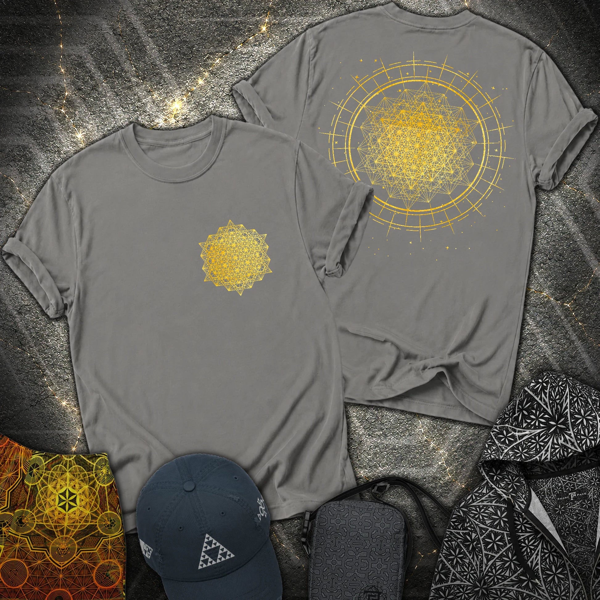 Radiating Metatron Tetrahedron 2 Sided T-Shirt - Radiating Metatron Tetrahedron 2 Sided T-Shirt - Charcoal
