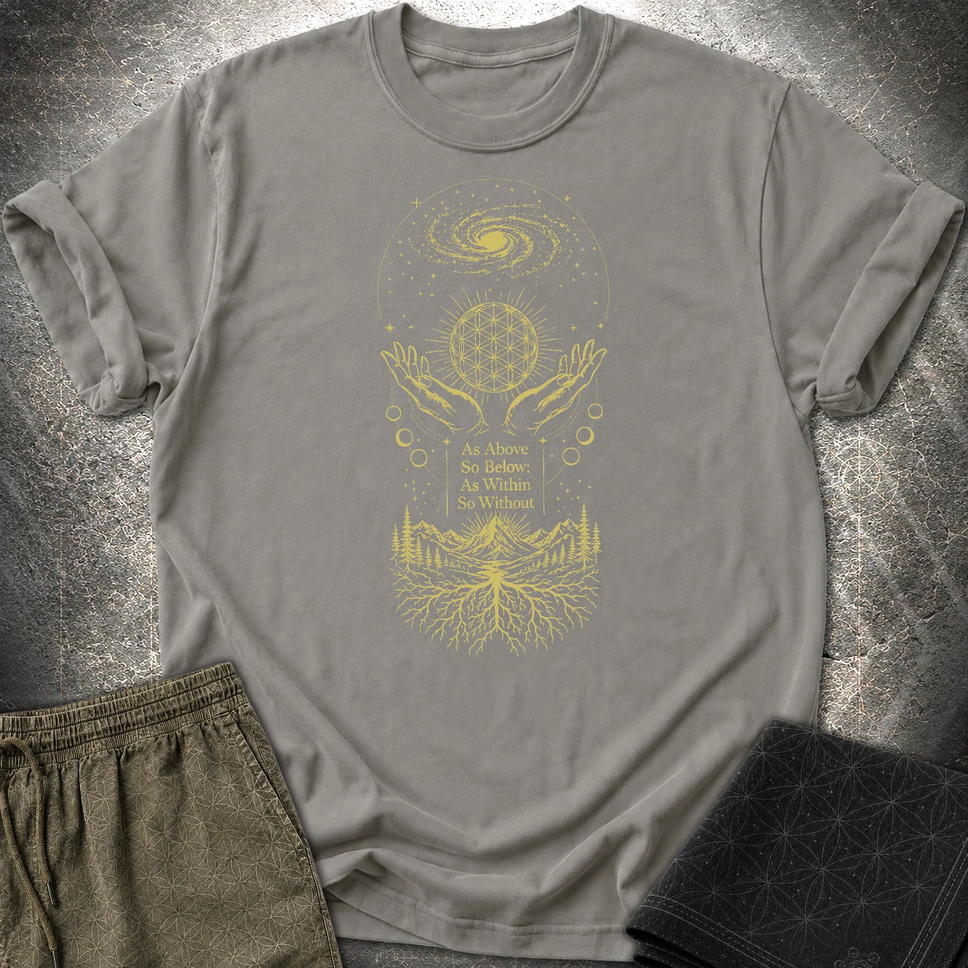 As Above So Below Flower Of Life T-Shirt - As Above So Below Flower Of Life T-Shirt - Charcoal