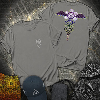 Winged Metatron Ascension 2 Sided T-Shirt - Winged Metatron Ascension 2 Sided T-Shirt - Charcoal