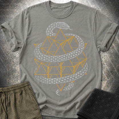 Serpent Tetrahedron Merkaba Geometry - Serpent Tetrahedron Merkaba Geometry T-Shirt - Charcoal