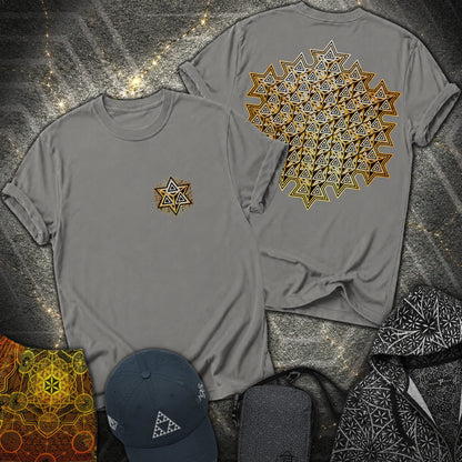 Sacred Gold Merkaba 2 Sided T-Shirt - Sacred Gold Merkaba 2 Sided T-Shirt - Charcoal