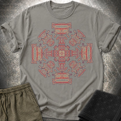Shamanic Faces Geometric T-Shirt - Shamanic Faces Geometric T-Shirt - Charcoal