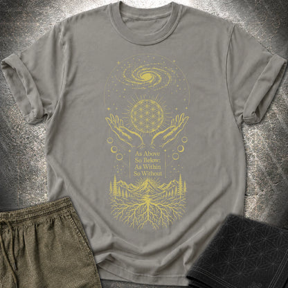 As Above So Below Flower Of Life - As Above So Below Flower Of Life T-Shirt - Charcoal