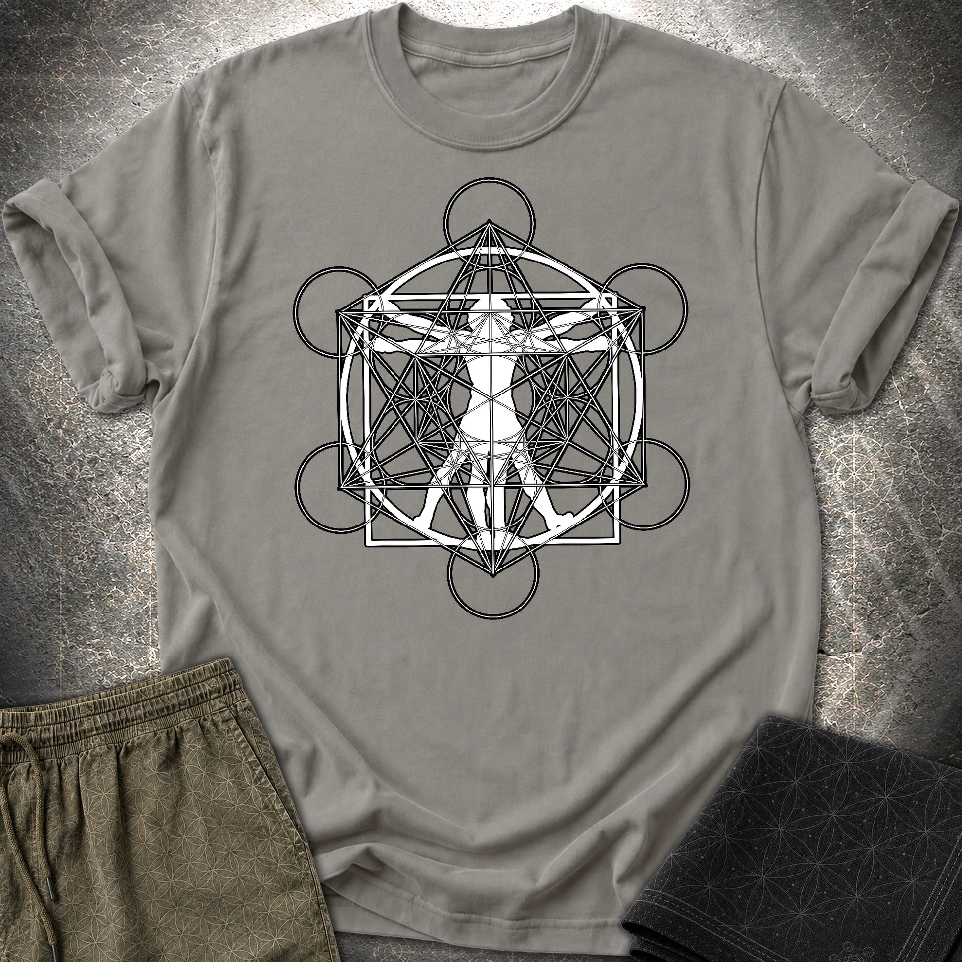 Vitruvian Man Metatron T-Shirt - Vitruvian Man Metatron T-Shirt - Charcoal