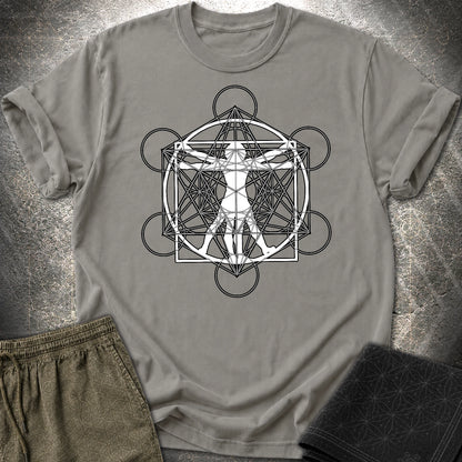 Vitruvian Man Metatron T-Shirt - Vitruvian Man Metatron T-Shirt - Charcoal