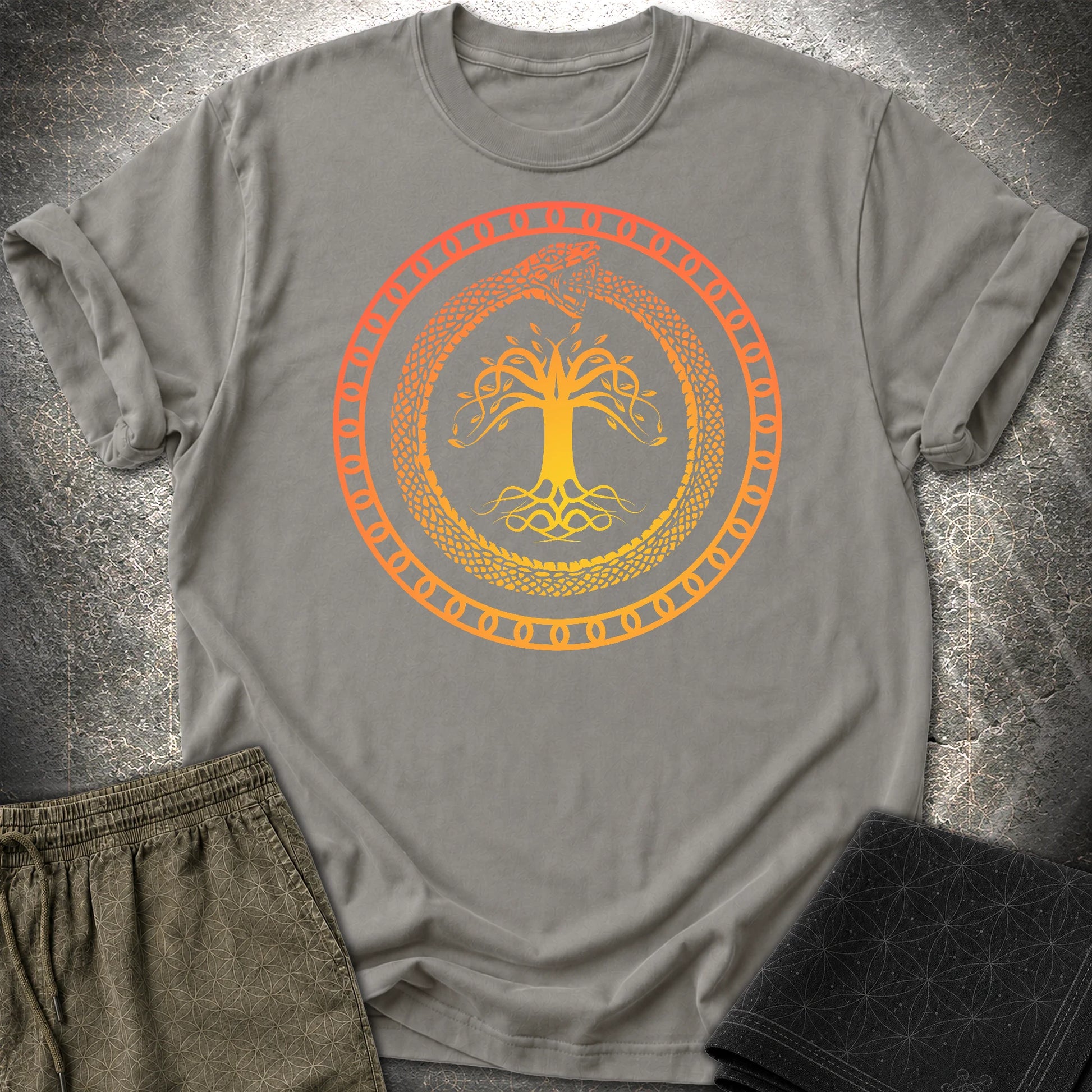 Ouroboros Tree Of Life Unisex T-Shirt - Ouroboros Tree Of Life Unisex T-Shirt - Charcoal
