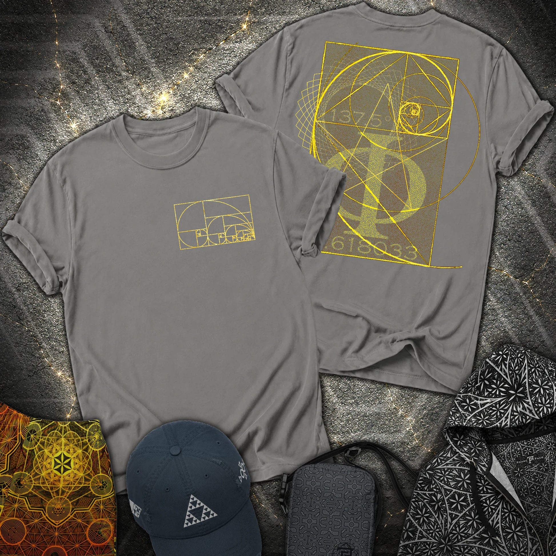 Golden Ratio Spirals 2 Sided T-Shirt - Golden Ratio Spirals 2 Sided T-Shirt - Charcoal